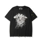 New European and American trendy high street couple's loose-fitting SP555DER spider web print short-sleeve T-shirt