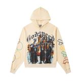 25ss high-quality GOD trendy high street vintage washed distressed printed zip-up hoodie loose long-sleeve T-shirt top
