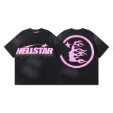 25ss Summer New Arrival Hellstar Fashionable High Street Washed Vintage Print Loose Short Sleeve T-Shirt Unisex