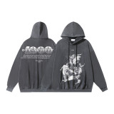 25ss cross-border foreign trade OFF American style trendy brand washed and distressed heavy religious oil painting print men's hoodie
