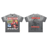 FIRST ROW LOST UTOPIA UNIVERSE CROPPED TEE white ink direct print short sleeve t-shirt for men