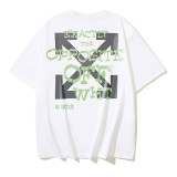 Wholesale high-quality foreign trade trendy brand off-shoulder short-sleeve T-shirts with melting arrow gradient starry sky splatter ink design, couple style