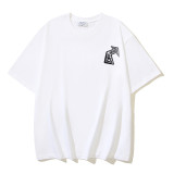 25ss European and American cross-border fashion high street OFF-WHITE high-quality printed graffiti loose short-sleeve T-shirt for men and women