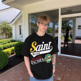 Saint Michael vintage European and American trendy heavy-duty loose-fit pure cotton couple's short-sleeve summer T-shirt for men and women
