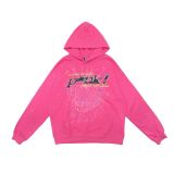 Sp555der spider web print hoodie, European and American trendy brand, large size loose-fitting long pants, hooded sweatshirt set, unisex