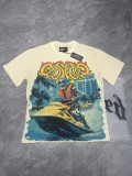 26ss cross-border foreign trade European and American trendy brand GOD high street washed distressed printed spliced vintage short-sleeve T-shirt for men and women