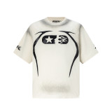 High-quality cross-border foreign trade Hellstar American-style trendy brand washed vintage printed loose short-sleeve T-shirt for men and women