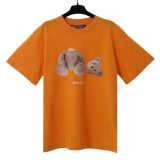 Correct version of the PA trendy brand short-sleeve T-shirt with decapitated bear, palm tree, high street style, ins teddy bear, shark, for men and women, couple's T-shirt