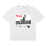25ss cross-border European and American trendy brand RHUDE character, coconut tree, and letter print American style short-sleeve T-shirt, unisex