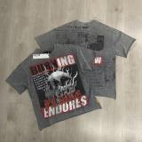 FIRST ROW LOST UTOPIA UNIVERSE CROPPED TEE white ink direct print short-sleeve T-shirt for men