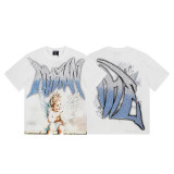 MIXED EMOTION American Fashion High Street Retro Loose Rhinestone Summer Pure Cotton Short Sleeve T-Shirt Unisex