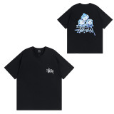 Summer trendy brand short-sleeve T-shirt with dice, black eight, and ice cream designs, basic American style couple's wear for summer