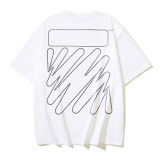 Wholesale high-quality foreign trade trendy brand off-shoulder short-sleeve T-shirts with melting arrow gradient starry sky splatter ink design, couple style