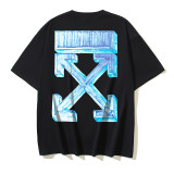 25ss European and American cross-border fashion high street OFF-WHITE high-quality printed graffiti loose short-sleeve T-shirt for men and women