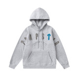 Trapstar's new rainbow gradient letter tiger head embroidery unisex hooded sports sweatshirt and jogger pants set