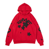High-quality YoungThugSp555der American street fashion brand Pink loose-fit unisex hooded sweatshirt