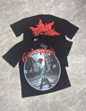 26ss cross-border foreign trade European and American trendy brand GOD high street washed distressed printed spliced vintage short-sleeve T-shirt for men and women