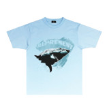 REPRESENT Summer New Vintage Lark Bird Print Loose American Style Trendy Casual Short Sleeve T-Shirt for Men and Women