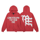 25ss Cross-Border Foreign Trade MIXED EMOTION American Street Style Diamond Pure Cotton Zip-Up Sweatshirt for Men and Women