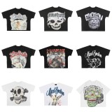 MIXED EMOTION High-Quality Fashionable High-Street Angel Rhinestone Vintage Loose-Fit Short-Sleeve Full-Print Unisex T-Shirt