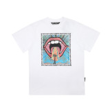 Foreign trade cross-border wholesale pa angel trendy brand coconut tree flame letter logo graffiti paint short-sleeve T-shirt for men and women