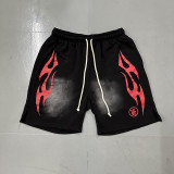 Hell Star Washed Vintage Casual Shorts Summer New European and American Trendy Brand Hip-Hop Shorts for Men and Women