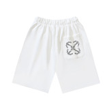 Brushed fleece 450g double logo print OW shorts, new summer style, European and American trendy brand, plus size knee-length shorts