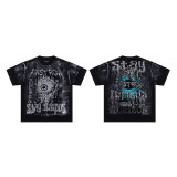 FIRST ROW LOST UTOPIA UNIVERSE CROPPED TEE white ink direct print short-sleeve T-shirt for men