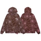 Cross-border foreign trade European and American trendy brand sp555der spider web letter print hoodie sweatshirt and pants set for men and women