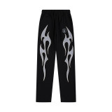 25ss American high street fashion brand HELL street heavy print terry sweatshirt casual sports hooded set for men and women