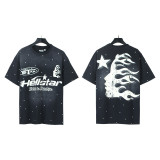 NFC Chip Hell Star HEEL Washed Vintage American Style Printed Short Sleeve T-Shirt