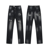 Cross-border foreign trade DSQUARED2 European and American trendy brand slim-fit skinny jeans with washed-out and distressed details for men