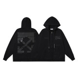 25ss American fashion high street OFF series autumn and winter OW arrow stripe trendy casual unisex loose hooded sweatshirt