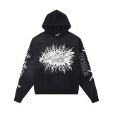 New Hellstar European and American fashion brand high street fleece washed distressed zip-up hoodie for men and women