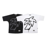 Foreign trade cross-border wholesale pa angel trendy brand coconut tree flame letter logo graffiti paint short-sleeve T-shirt for men and women