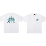 Summer new short-sleeve AM1R1 ICON letter print loose t-shirt, men's trendy casual half-sleeve top, women's