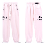 Amiri American streetwear brand logo embroidered loose vintage distressed washed casual hoodie and sweatpants unisex set