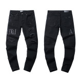 Cross-border European and American Purple Brand jeans, washed, distressed, vintage, ripped, with splatter paint, cool and stylish, Amiri American style