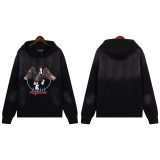 AMIRI American fashion brand washed casual logo embroidered hoodie with lettering, loose fit, unisex
