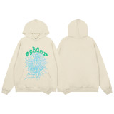 Cross-border foreign trade European and American trendy brand sp555der spider web letter print hoodie sweatshirt and pants set for men and women