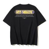 Wholesale high-quality foreign trade trendy brand off-shoulder short-sleeve T-shirts with melting arrow gradient starry sky splatter ink design, couple style