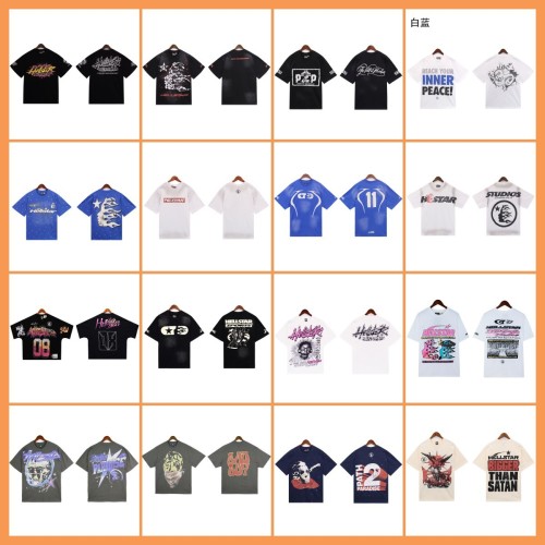 American trendy INS-style Hell Star retro print summer street fashion loose casual shorts and short-sleeve T-shirt for men and women
