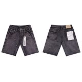 Cross-border European and American Purple Brand denim shorts, washed and distressed vintage splatter-paint denim pants for men