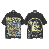 NFC Chip Hell Star HEEL Washed Vintage American Style Printed Short Sleeve T-Shirt