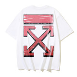 25ss European and American cross-border fashion high street OFF-WHITE high-quality printed graffiti loose short-sleeve T-shirt for men and women