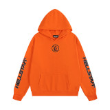 24ss American high street fashion brand HELL street heavy print terry sweatshirt casual sports hooded set for men and women