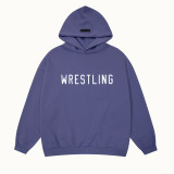 High street new autumn and winter FOG ICON double row letter print fleece-lined hooded sweatshirt for men and women, couple style trendy top
