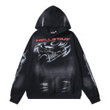 Cross-border American-style trendy brand letter-print vintage hoodie, loose-fit sweatshirt and pants set for men and women, thickened