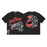 MIXED EMOTION American Fashion High Street Retro Loose Rhinestone Summer Pure Cotton Short Sleeve T-Shirt Unisex