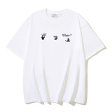 25ss European and American cross-border fashion high street OFF-WHITE high-quality printed graffiti loose short-sleeve T-shirt for men and women